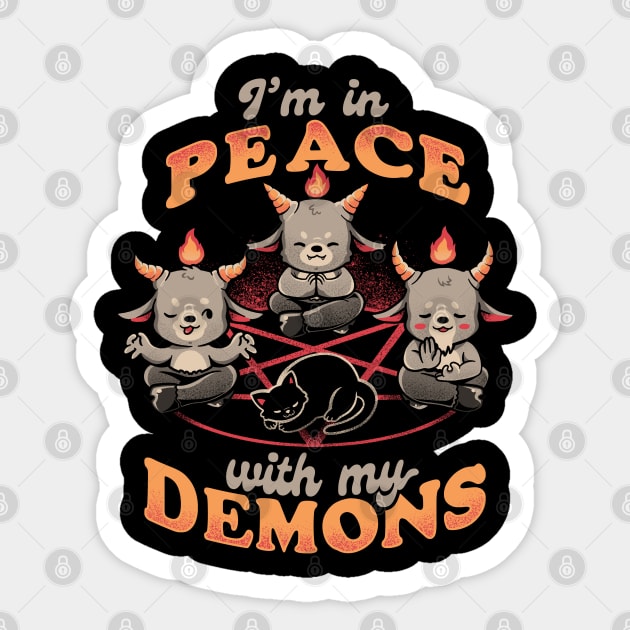 In Peace With My Demons - Creepy Cute Baphomet Cat Gift Sticker by eduely